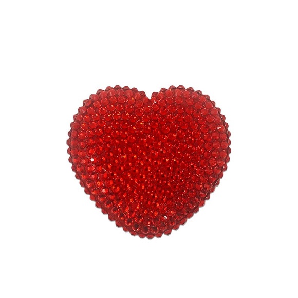 Red Heart Shape Egyptian Rhinestone Compact Mirror - Picture 1 of 3